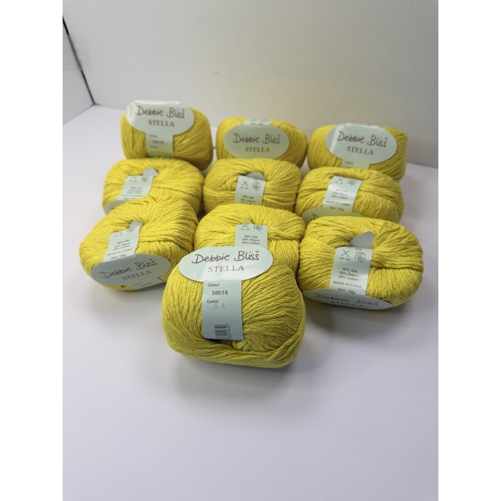 10 Skeins Debbie Bliss Stella Yellow Silk Rayon Cotton